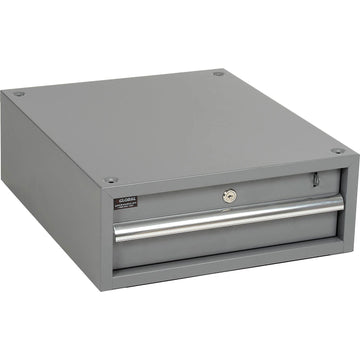 Stacking Workbench Drawer with Cylinder Lock and by Global Industrial – 20"L x 17.25"W x 6"H, Alloy Steel, Grey, Model 606957GY