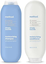 Method Daily Simply Nourish Moisturizing Hair Care Shampoo (14 oz) + Conditioner (13.5 oz) with Shea Butter, Coconut, and Rice Milk, Paraben and Sulfate Free