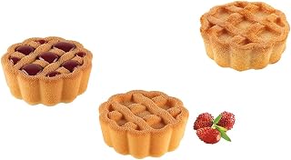 Silikomart Crostata XS 20 Silicone Tray with 15 Lattice-Top Tart Cavities, Each 1.73 Inch Diameter x 0.67 Inch High