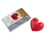MA3015 Clear Polycarbonate Chocolate Mold with 6 Faceted-Heart Cavities 66mm x 70mm x 20mm High by Martellato – 66x70mm x 20mm H, Polycarbonate, Clear, Model 525096