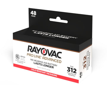 Proline Mercury-Free Hearing Aid Batteries Size 312 (48) by Rayovac – 48 Count (Pack of 1), Brown Tab, Pack of 40, Model IM312A-4ZM