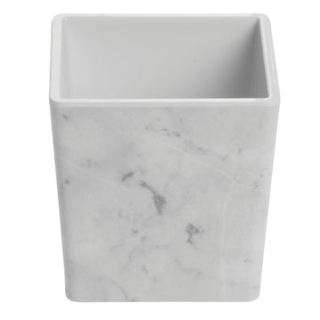 Marble Condiment Holder Dish - 3 7/8"L x 3 7/8"W x 3 7/8"H by HUBERT – Melamine, White Marble, Model H0215-MARBLE