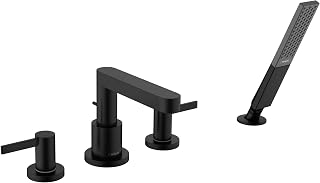 hansgrohe Finoris Modern 2-Handle 0-inch Wide Roman Tub Filler Bathtub Faucet and Shower Set in Matte Black, 76443671