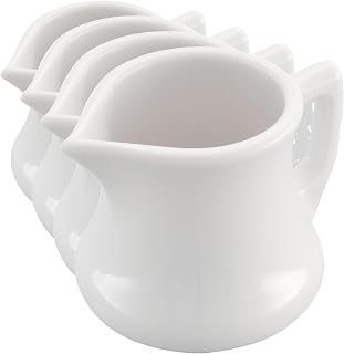 Carlisle FoodService Products 456302 Serving Creamer/Pitcher, Plastic, 2.5" H, 2.56" W, 2.56" L, SAN, 2.9 fl. oz, White (Pack of 4)