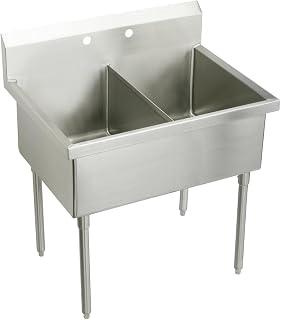 Elkay SS82600 Commercial 63" x 27-1/2" Floor Mount Double Compartment Scullery Sink