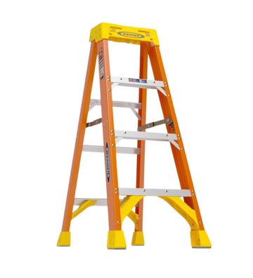 stepladders, 4' Length, 19.92" Base Width, 7" Height, Orange, 4 Ft by Werner – 4 feet, Alloy Steel, Orange, Model 6204