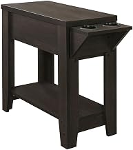 Furnifact Transitional Laminate Accent Table with Storage Shelf, Small Narrow End Table for Living Room, Bedroom and Couch Side Table, Espresso