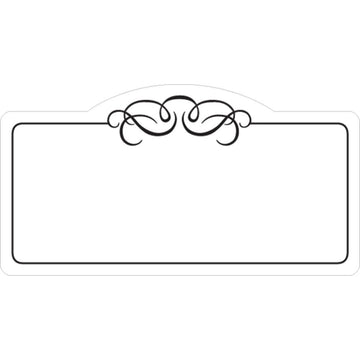 Deli Tag Write on Style with Black Scroll Design White Heat Resistant Merchandising Tags - 4" L x 2 1/8 H by HUBERT – 4 x 2.125 inch, Vinyl, White, Pack of 12, Model 28285
