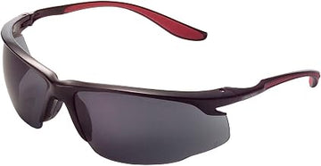 Global Industrial Sport Half Frame Safety Glasses, Anti-Fog, Smoke Lens, Red Frame