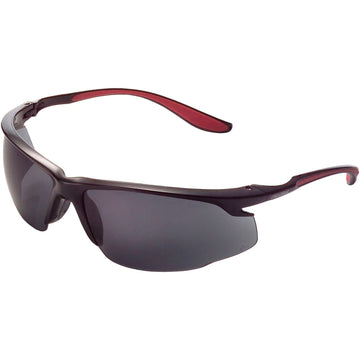 Sport Half Frame Safety Glasses by Global Industrial – 6.6"L x 5.4"W x 1.5"H, Smoke Lens/Red Frame, Model 708392SMAF