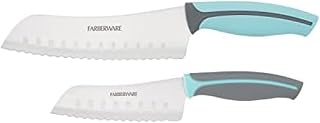Farberware Precise Slice Santoku Knife Set, 2 Piece, Blue and Gray