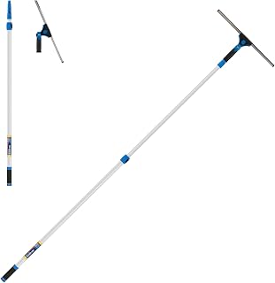 UNGER Professional Connect and Clean 18” Grip Swivel Window, Glass Squeegee, and 8’ Pole, 180-Degree Pivoting Handle with Lock, Cleaning Supplies for Streak-Free Results