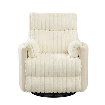 Corduroy-Upholstered Manual Recliner with Wide Wale Texture by Furnifact – Polyester, White