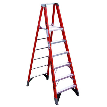 () Platform Ladder by Werner – 66.5"L x 34"W x 7.56"H, Fiberglass, Orange, Model P7408