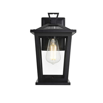 Cayman One Light Outdoor Wall Sconce Black by Lighting Design – Iron, Black