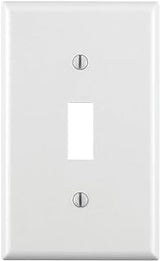 Leviton 1-Gang Toggle Device Switch Wallplate, Standard Size, Thermoset, Device Mount, 88001, White