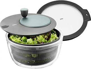 GEFU Salad Spinner with Crank Drive - 4L Bowl & Fresh Lid | BPA-free salad bowl with strainer insert and pourer, 4-in-1 set for washing, drying, serving and storing