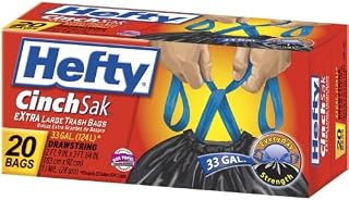 Hefty E86725 20 Count 33 Gallon Cinch Sak Large Trash Bags