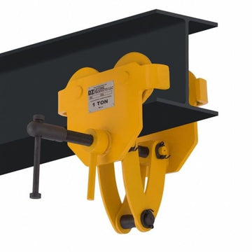 1 Ton Quick Adjust Trolley by OZ Lifting Products – 8"L x 9.53"W x 12.12"H, Alloy Steel, Yellow, Model B1583579