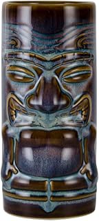 Tuxton Cocktail & Bar Glacier Reactive 16-Ounce Tiki Mug, Case of 12, Blue/Brown; Scratch Resistant; Chip Resistant; Lead & Cadmium Free; Dishwasher, Microwave, Oven Safe