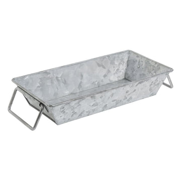Galvanized Metal Serving Pan Rectangular - 10"L x 5"W x 2"H by HUBERT – 10" x 5" x 2", Metal, Silver, Model DS-36951B