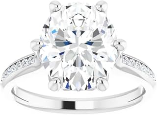 AVERA DIAMOND 1CT-3CT Unique Moissanite Engagement Ring for Women, Oval Cut Channel Set Wedding Ring Gifts for Women, 925 Silver, 10K/14K/18K Solid Gold Jewelry (1 CT, White)