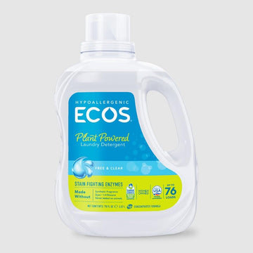 LNDRY DET FREE&CLR (4 X 70 OZ) by ECOS – 280 Fl Oz (Pack of 1), Multicolor, Model B-89214-4PK