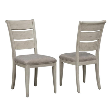 Linen-Upholstered Ladder Back Side Chairs Set of by Starlight Canyon Home – Solid + Manufactured Wood, White, Pack of 2