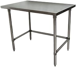 BK Resource NSF Stainless Steel Table, 48"x30", Commercial Restaurant Work/Prep Table, 18 ga T-304 Stainless Steel Top, Open Base, and Adjustable Feet, Reinforced with Channels