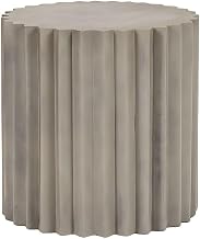Starlight Canyon Home Concrete End Table with Ribbed Cylindrical Block Base, Round Side Table for Living Room Bedroom or Bedside Accent