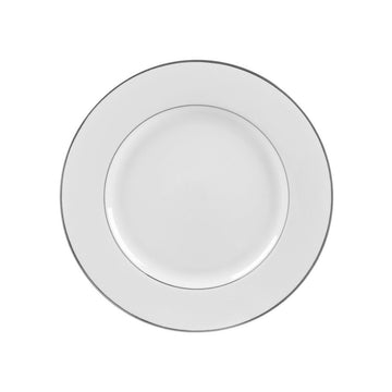 Double Silver Line 9.125" Luncheon Plate by 10 Strawberry Street – 9.125x-x1, Porcelain, White/Silver, Model DSL00026