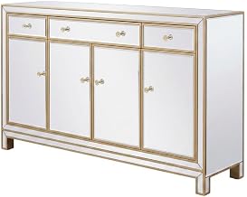 Gold 56-Inch Mirrored Credenza with Elegant Design, Durable Construction, Spacious Storage, and Stylish Finish for Office and Conference Rooms