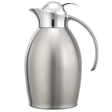 Carafe, 1 Liter Capacity, Brushed Finish with Push Button Lid, (Case of 6) by Service Ideas – 33.8 Ounces, 1.0 liters, Stainless Steel, Pack of 6, Model 981C10BSPB