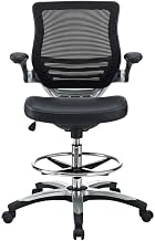 Furnifact Black Drafting Chair, Adjustable Armrest, Ergonomic Backrest, Durable Base, Modern Office and Studio Stool
