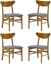 Furnifact Brown 4-Piece Wood Dining Chair Set with Comfortable Backrest, Sturdy Construction, Weight Capacity 250 lbs, Ideal for Kitchen and Dining Room Style