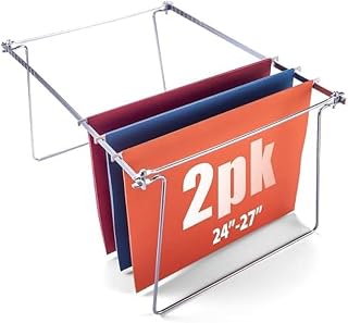 Officemate Hanging File Frame, Letter Size (Fits 24″–27″), Adjustable Heavy-Duty Steel File Drawer Organizer for Desks, Cabinets & Shelves, Set of 2 (91999)