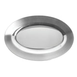 Silver Serving Tray Oval Stainless Steel -11 3/4"L x 7 3/4"W by HUBERT – Stainless Steel, Silver