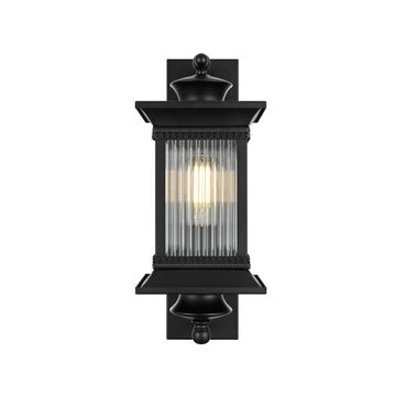 Collins One Light Outdoor Wall Sconce Black by Lighting Design – Iron, Black, Model OD316W19BK