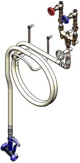 T&S Brass B-1451-01 Wash-Down Station, Hot and Cold Water, Thermometer, Mixing Valve 3/4" NPT Inlets, 50' Hose