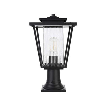 York One Light Outdoor Post Mount Black by Lighting Design – Iron, Black, Model OD305P18BK