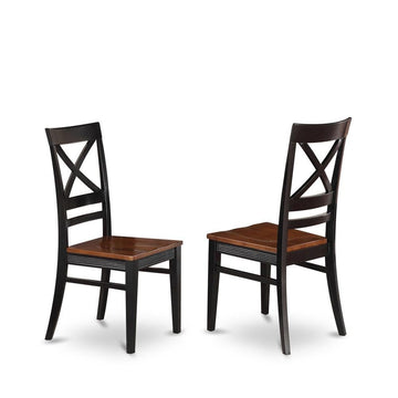 Solid Wood Dining Chairs with X-Back Set of by Furnifact – Wood, Black & Cherry, Pack of 2