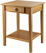 Furnifact Printer/End Table with Drawer, Lower Shelf, Solid Wood, Computer Workstation, Honey Gold Finish, Office