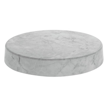 Round Marble Look Display Riser White - 12"Dia x 2"H by HUBERT – Plastic, White, Model H0050-MARBLE