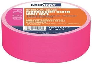 Shurtape PC 619 Specialty Grade, Fluorescent Cloth Duct Tape, Hi-Visibility Social Distancing Marking, 48mm x 55m, Fluorescent Pink, 1 Roll (110500)
