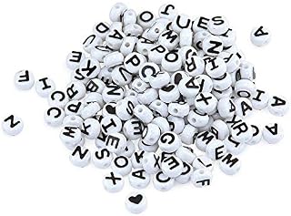 Hygloss Products ABC Plastic Beads for Arts & Crafts-Personalize Jewelry, Keychains & More-Pack of 80, Black and White