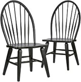 Starlight Canyon Home Rubberwood Windsor Back Side Chair Set of 2, Solid Wood Dining Chairs for Farmhouse Kitchen or Dining Room Table, Brown