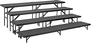 National Public Seating 4-Level Straight Standing Choral Riser, 18"W x 96"L x 8"H to 32"H, Carpet, Black