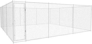 vidaXL Outdoor Dog Kennel Galvanized Steel 224.4"x224.4"x72.8