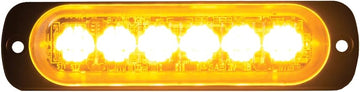 Buyers Products 8891900 LED Strobe Light, Amber, 6 LEDs, 19 Flash Patterns, IP67 Waterproof Surface Mount SAE J595 Class 1 Warning Light for Trucks, Trailers, Emergency Vehicles, 12-24V, Horizontal