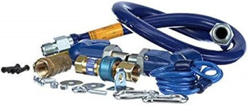 Dormont 1650KIT2S48 Blue Gas Connector Hose Kit with Restraining Cable, Quick Disconnect & 2-Swivels, 1/2" Diameter, 48" Length